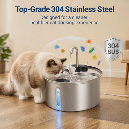 Fontaine à eau automatique en acier inoxydable pour chat