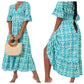 👗 50% DE RÉDUCTION 🔥 Robe longue imprimée col V ceinturée – Tissu fluide & léger – Parfaite pour l’été, la plage ou les soirées bohèmes 🌸🌴✨