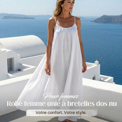Robe longue décontractée à bretelles spaghetti et dos nu pour femme