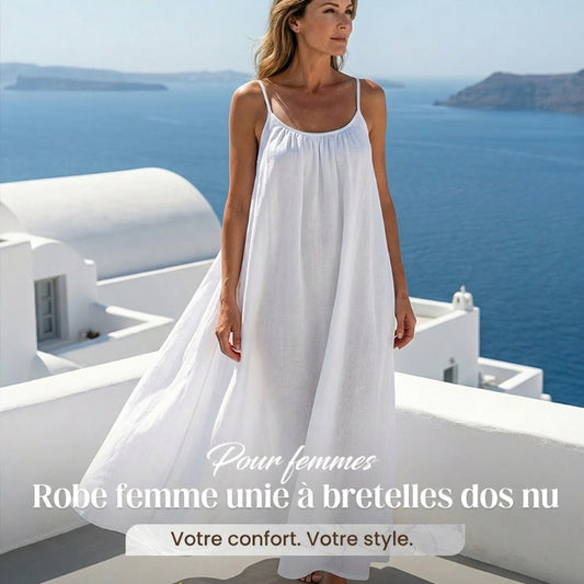 Robe longue décontractée à bretelles spaghetti et dos nu pour femme