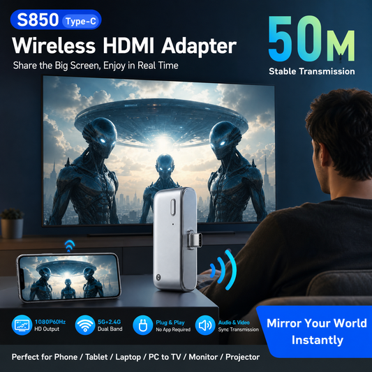 ✨ 50% de réduction ! ⏰ Mini dispositif de mise en miroir d'écran sans fil 1080P – Double puce 5G, transmission jusqu'à 50m & haute définition 🖥️📱