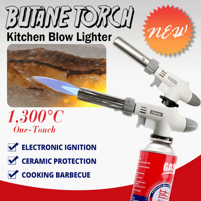 🔥 Nouveau best-seller ❤️‍🔥 Chalumeau de cuisine au butane – Allumeur à flamme soufflée