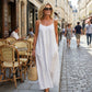 Robe longue décontractée à bretelles spaghetti et dos nu pour femme