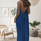 Robe longue décontractée à bretelles spaghetti et dos nu pour femme