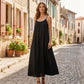 Robe longue décontractée à bretelles spaghetti et dos nu pour femme