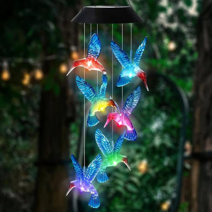 🦋 Embellissez votre jardin ✨ Carillons éoliens solaires au design d'oiseaux créatif