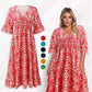 👗 50% DE RÉDUCTION 🔥 Robe longue imprimée col V ceinturée – Tissu fluide & léger – Parfaite pour l’été, la plage ou les soirées bohèmes 🌸🌴✨