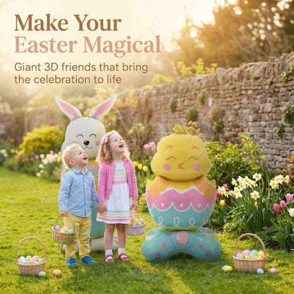 🎁SOLDES DE PÂQUES – 50 % DE RÉDUCTION 🐰🎉Ballons 3D sur pied pour Pâques Ballons géants Lapin Carotte Poussin Œuf Décoration pour fête de Pâques Cadeau pour enfants Décoration de jardin gonflable à l'air