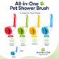 Brosse de bain pour animaux avec long manche et distributeur de shampoing