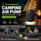 🏕️ Pompe à air de camping rechargeable – Lumière LED, gonflage rapide, compacte 🔋