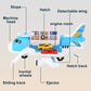 Jouet d'avion cargo de transport détachable avec 2 voitures