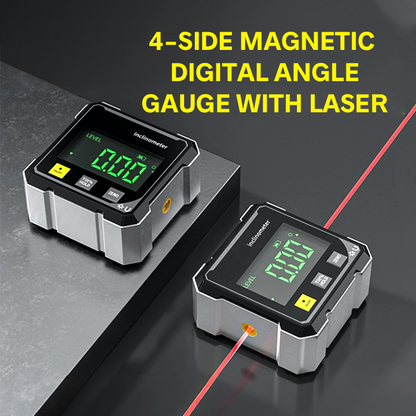 📐Jauge d‘Angle Numérique Magnétique 4 Faces – Mesure Laser Précise, Écran LCD Rétroéclairé & Auto-Calibrage