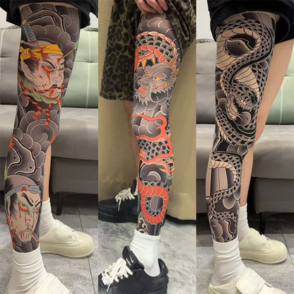 ✨Tout nouveau design 2026 😎Manches de jambe extensibles à imprimé tatouage