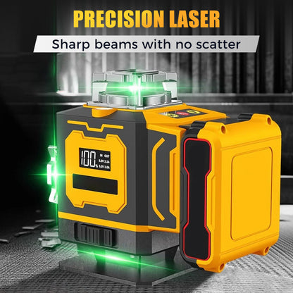 Niveau laser haute technologie ⚡ Faisceau à fréquence variable sans diffusion 🎯 Réglage tactile pour des lignes plus épaisses, commande à distance, écran lumineux – un indispensable sur les chantiers 🛠️