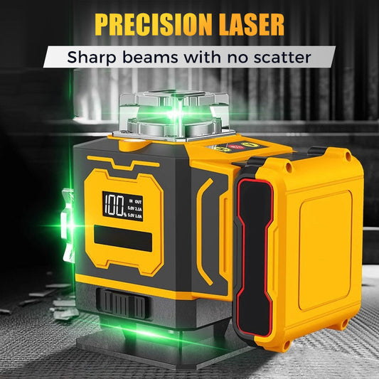 Niveau laser haute technologie ⚡ Faisceau à fréquence variable sans diffusion 🎯 Réglage tactile pour des lignes plus épaisses, commande à distance, écran lumineux – un indispensable sur les chantiers 🛠️