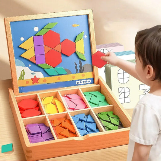 🧩50% DE RÉDUCTION! ✨ PUZZLE MAGNÉTIQUE BOIS - 120 Pièces aux Couleurs Vives, Jeu Éducatif pour Développer la Créativité des Enfants 🎨👧