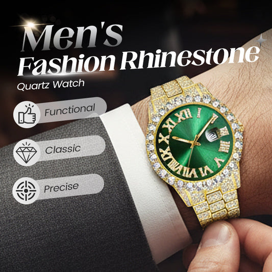 💎 Volez la vedette ! Montre à quartz pour hommes entièrement en strass | Design luxueux, look affirmé🕶️