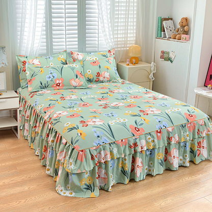 🌹🛏️ 50% de réduction ⚡ Jupe de lit à volants 3 pièces – Imprimé floral, doux tissu brossé & design romantique! Offre limitée, garantie 30 jours 😊