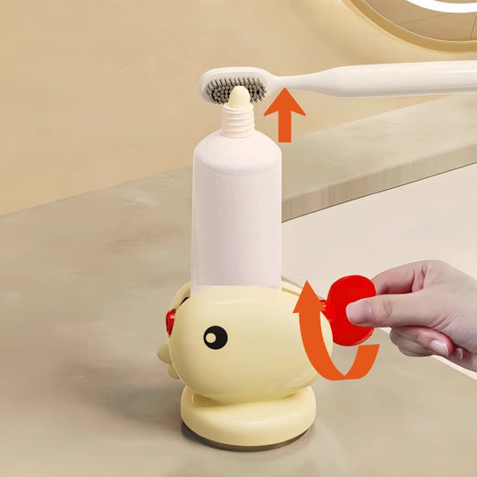Adorable poisson rouge avec ventouse pour presser le dentifrice