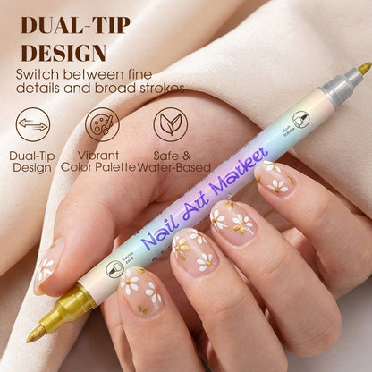🥳 Grande promotion 2026 🥳💞 Plus de 50 000 unités vendues ! ✨🎨  Stylo à ongles à double embout — Séchage rapide, sans lampe UV. Embout fin et pinceau. 12 ou 24 couleurs éclatantes. 💅🖌️