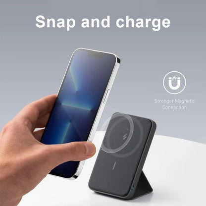 Mini batterie externe magnétique pliable sans fil avec support