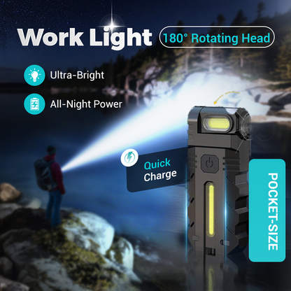 💎52% DE RÉDUCTION ! 💎Lampe de Travail LED à Tête Pivotante 180° – Double Faisceau, Base Magnétique & Recharge USB-C 🔦🔋