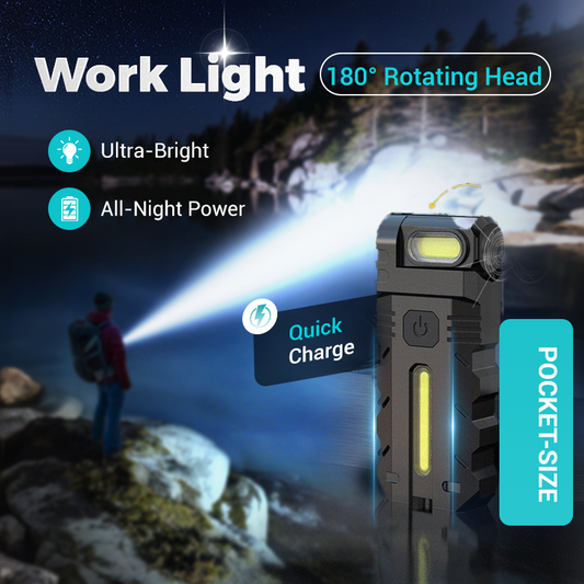 💎52% DE RÉDUCTION ! 💎Lampe de Travail LED à Tête Pivotante 180° – Double Faisceau, Base Magnétique & Recharge USB-C 🔦🔋