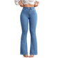 👖 50 % DE RÉDUCTION ! 💙 Jean stretch taille haute évasé pour femme – Coupe confortable, style rétro et tissu extensible 🌸
