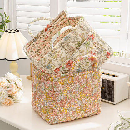 🌸 Panier de rangement portable en tissu floral : élégance vintage et praticité combinées ! 🌟