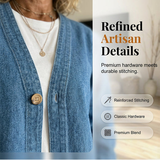 📢📢50 % DE RÉDUCTION !!!⏰Veste en jean classique à boutons pour femme