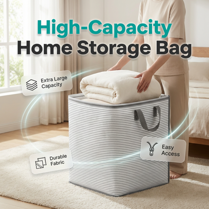 🧺 Sac de Rangement Grande Capacité – Pour Couvertures, Vêtements & Linge de Maison, avec Fermeture Éclair