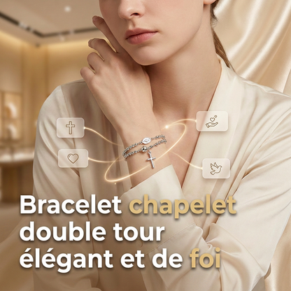 Bracelet à perles de chapelet à double tour