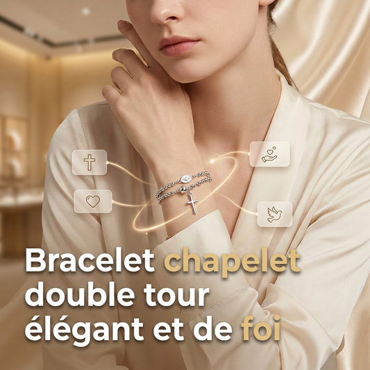 Bracelet à perles de chapelet à double tour