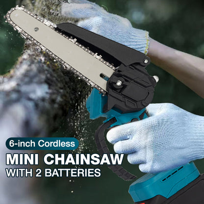 Mini-tronçonneuse sans fil de 15 cm avec 2 batteries