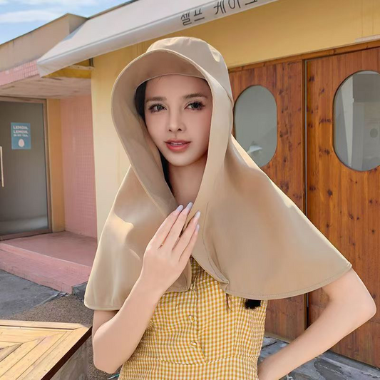 Chapeau de soleil intégral pour femme avec châle