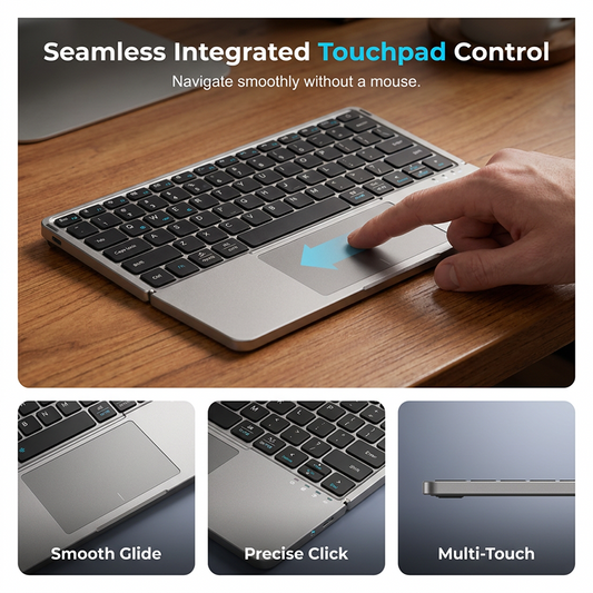 Clavier pliable ultra-fin avec pavé tactile et support intégrés