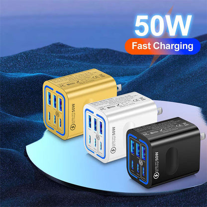 📢📢 -50 % ⏰ Chargeur mural USB-C 50 W à 6 ports