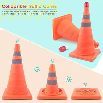 Cône de signalisation réfléchissant pliable 🎁Lumières LED offertes