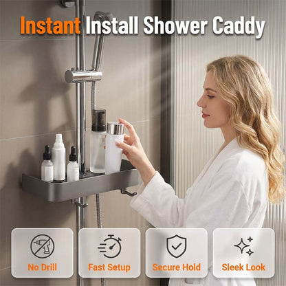 Étagère de douche sans perçage pour barre de douche coulissante