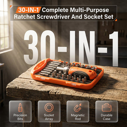 Multi-Purpose Ratchet Screwdriver and Socket Set