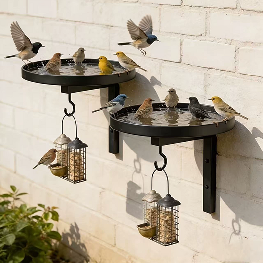 Bain d'Oiseau Mural en Métal – Finition Bronze Antique 🐦🛁🧱🏡