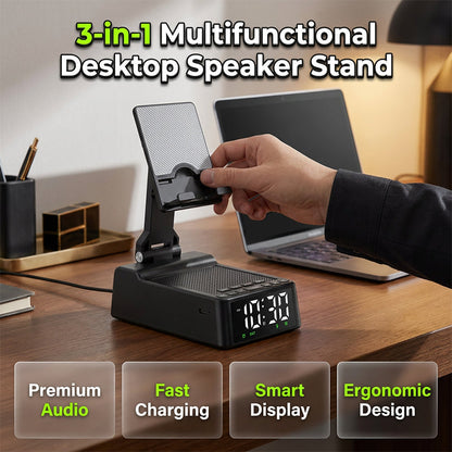 Support de téléphone avec haut-parleur Bluetooth 3 en 1