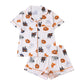 Ensemble pyjama femme imprimé Halloween, col cranté, manches courtes, vêtements d'intérieur