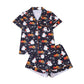 Ensemble pyjama femme imprimé Halloween, col cranté, manches courtes, vêtements d'intérieur