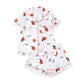 Ensemble pyjama femme imprimé Halloween, col cranté, manches courtes, vêtements d'intérieur
