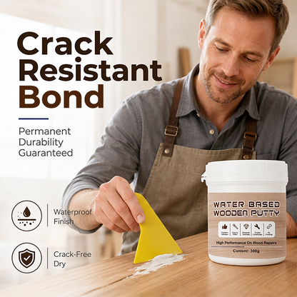 Mastic à bois à base d'eau 300 g, pâte de rebouchage blanche pour fissures de meubles