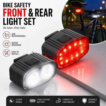 Éclairage avant et arrière rechargeable pour vélo