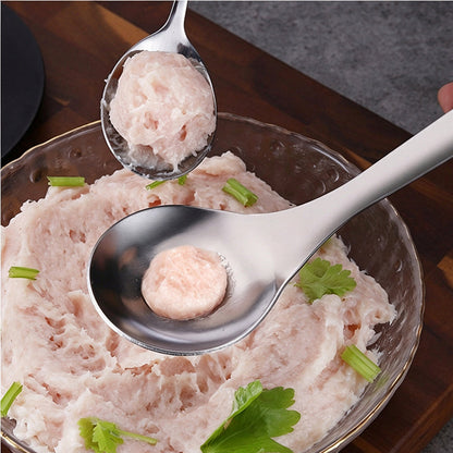 🍡 50 % DE RÉDUCTION MAINTENANT ! Cuillère à boulettes de viande en acier inoxydable – Formage et dosage 2 en 1, presse et forme des boulettes régulières en un geste, pour cuisine, barbecue et meal prep