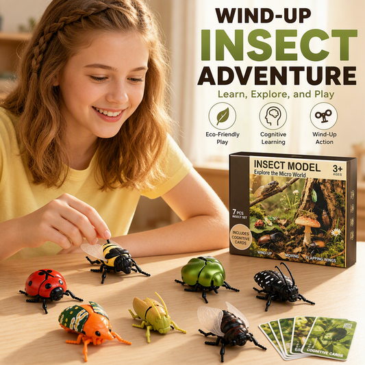 Ensemble de jeu de simulation d'insecte ailé à remontoir avec cartes éducatives
