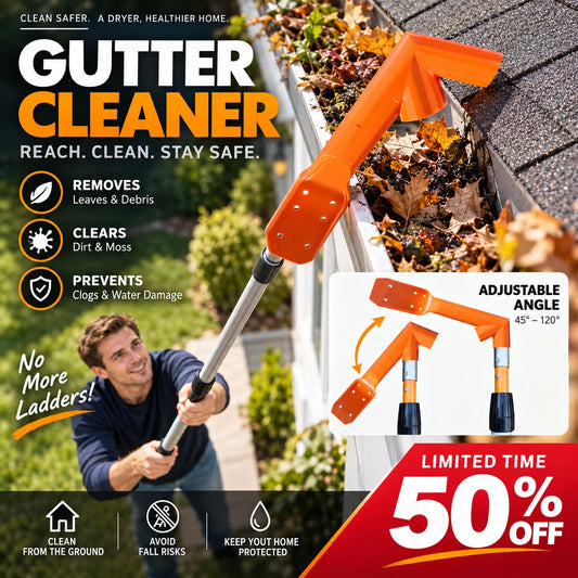 🍂 50 % DE RÉDUCTION MAINTENANT ! Nettoyeur de gouttières en acier inoxydable – Brosse et raclette 2 en 1, outil multifonctionnel pour retirer les feuilles, les mousses et les débris sans monter sur le toit